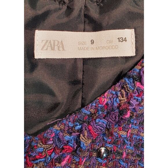 Zara Girl Purple Pink Blue Tweed Jumper Dress Size 99 - Picture 4 of 5